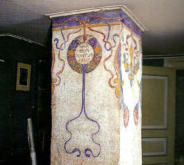Carl Larsson dekorativ utsmyckning pa skorstensstock pa spadarvet oil painting image
